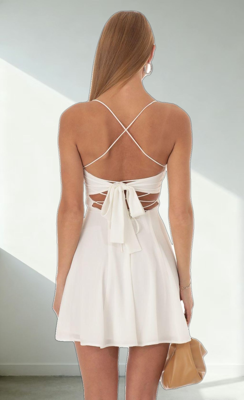 Draped A-Line Dress in White