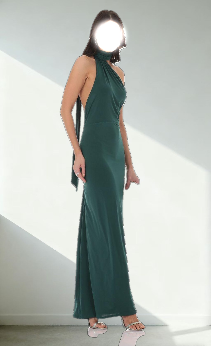Wrap Scarf Strap Maxi Dress in Green
