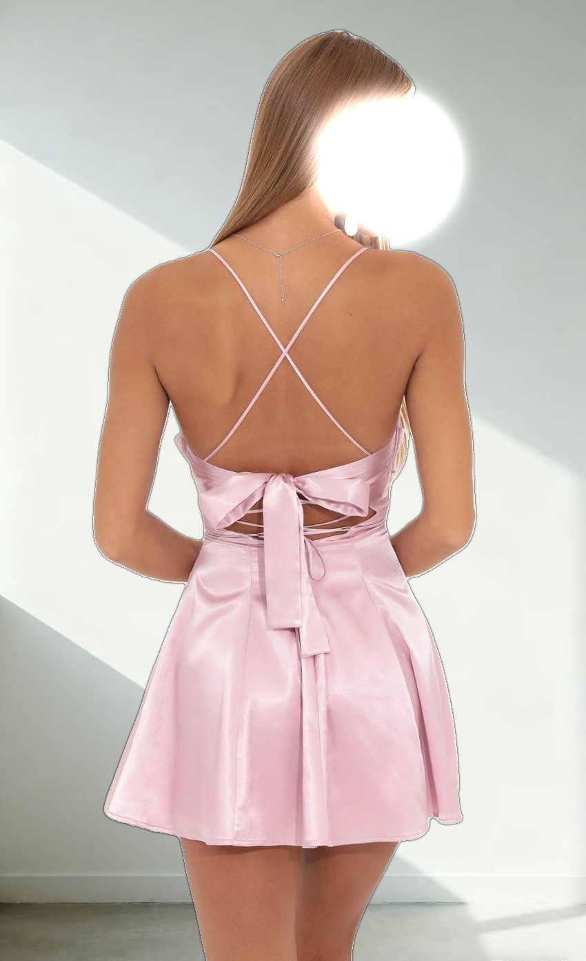 Draped A-Line Dress in Pink