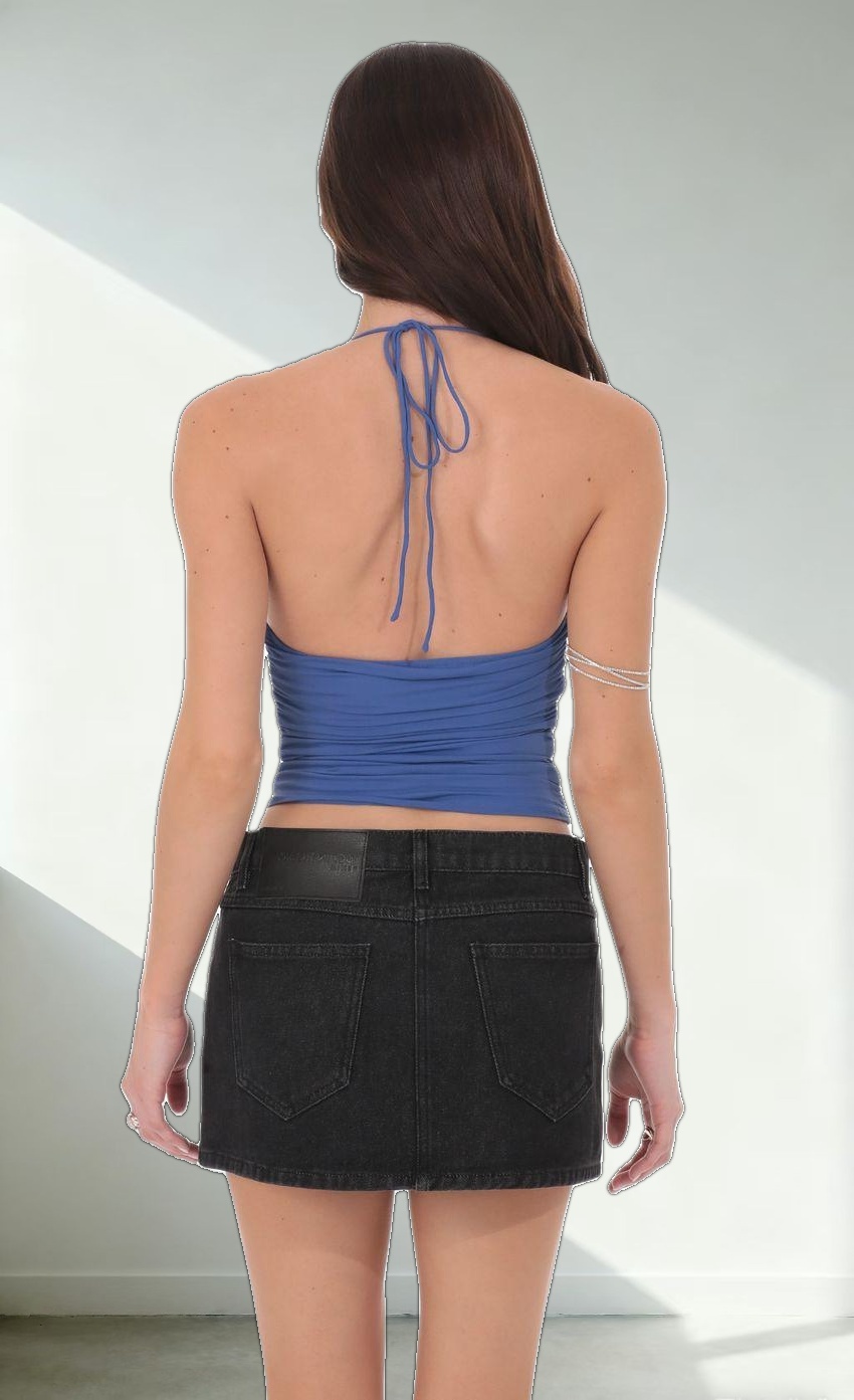 Halter Mock Neck Top in Blue