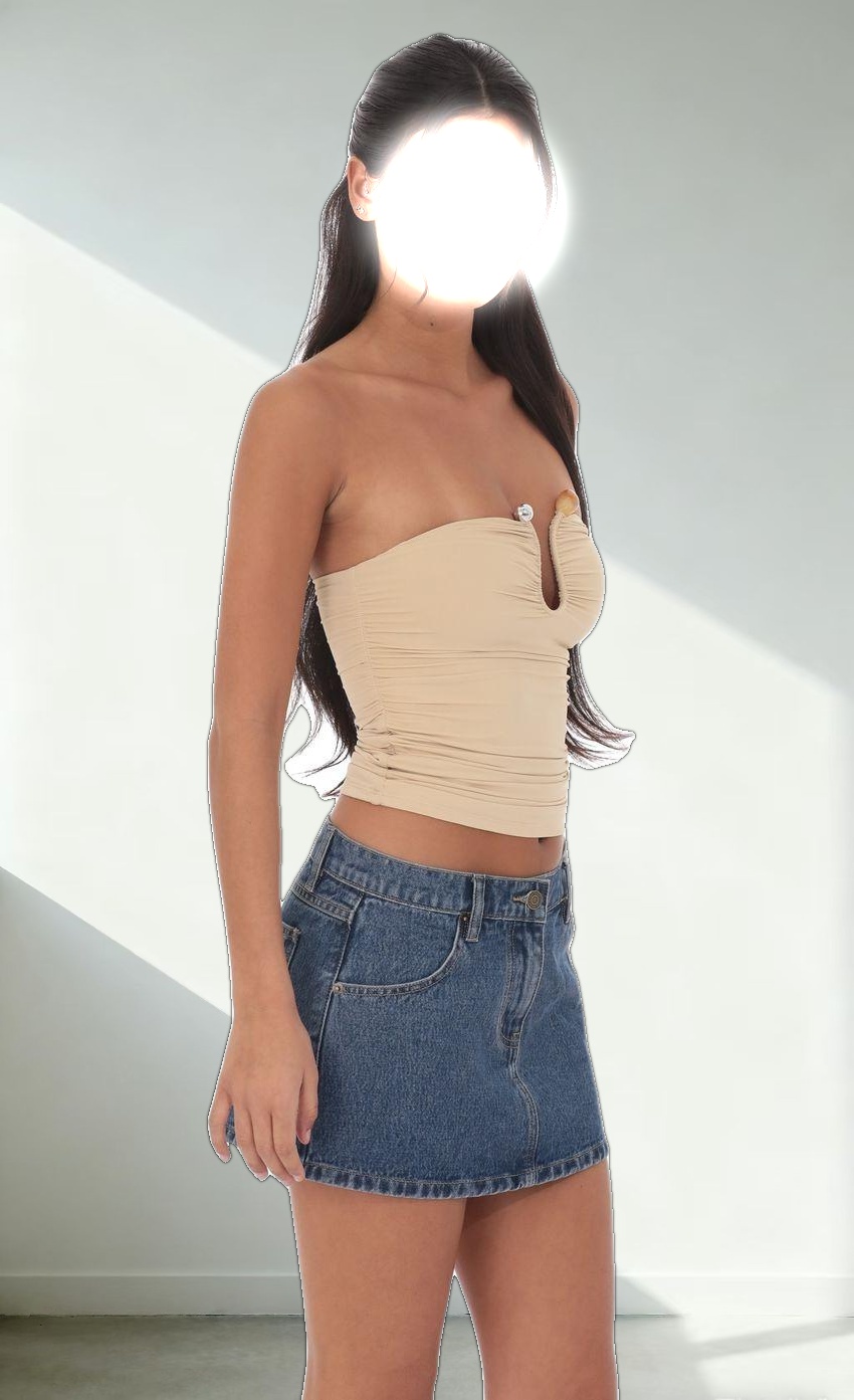 Embellished Tube Top in Beige