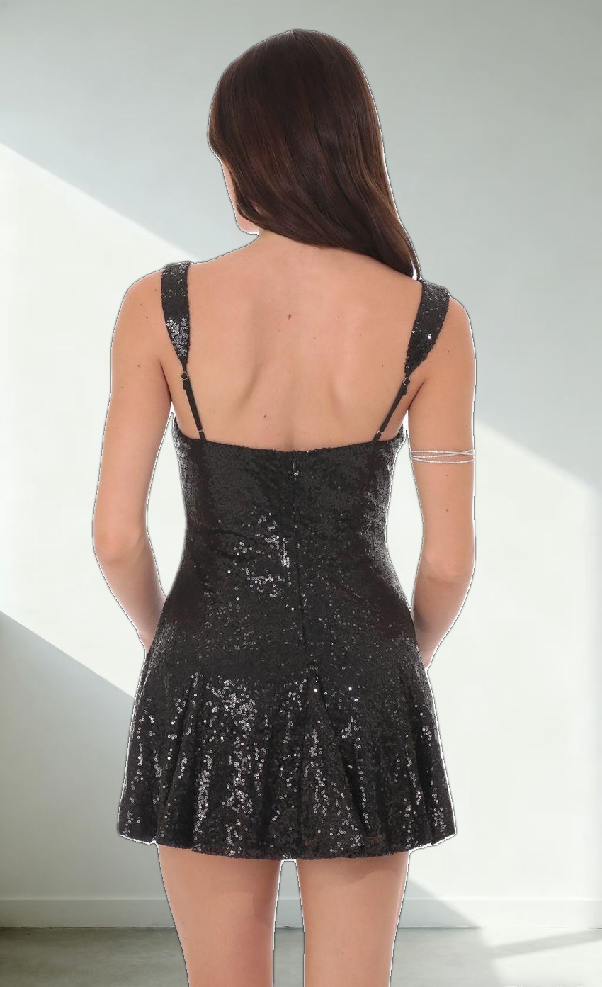 Sequin Skater Dress in Black