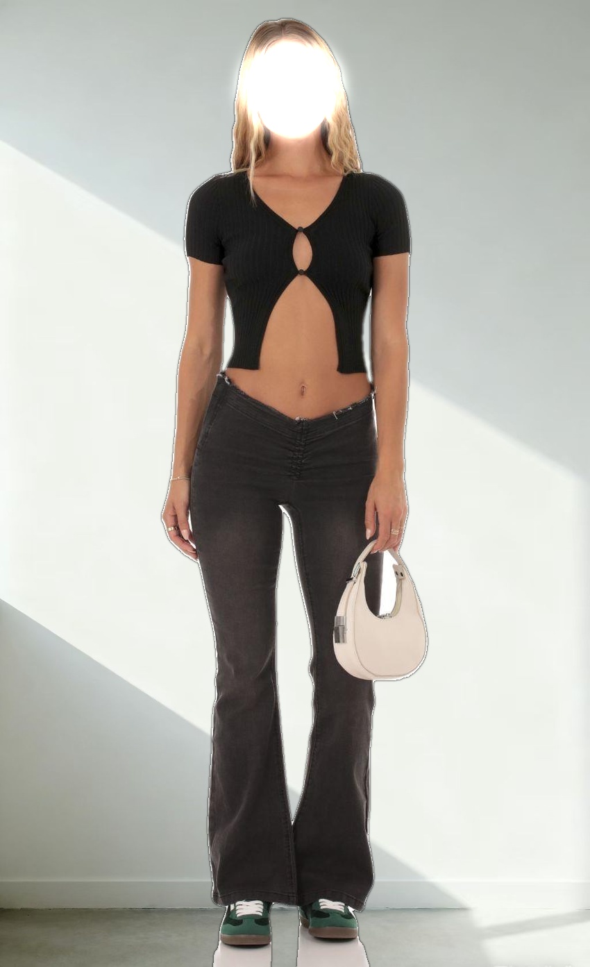 Ribbed Knit Top in Black