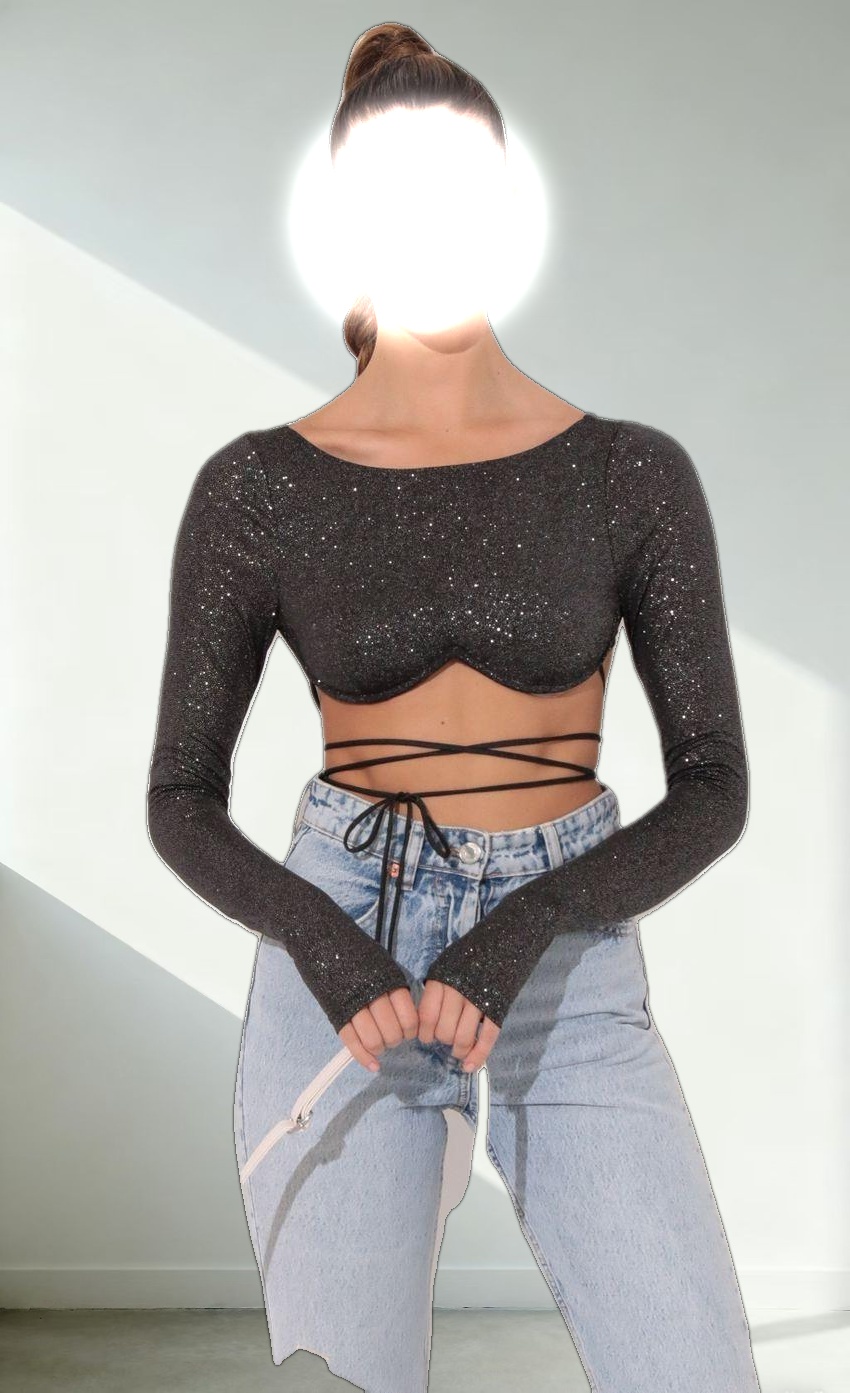 Crop Top in Shimmer Black