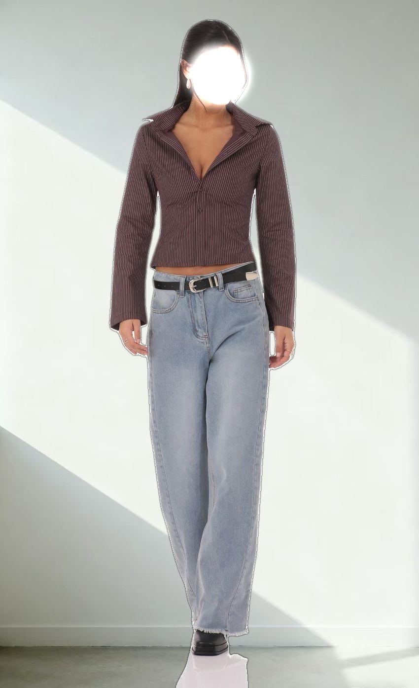 Pinstripe Button-Up Shirt in Brown