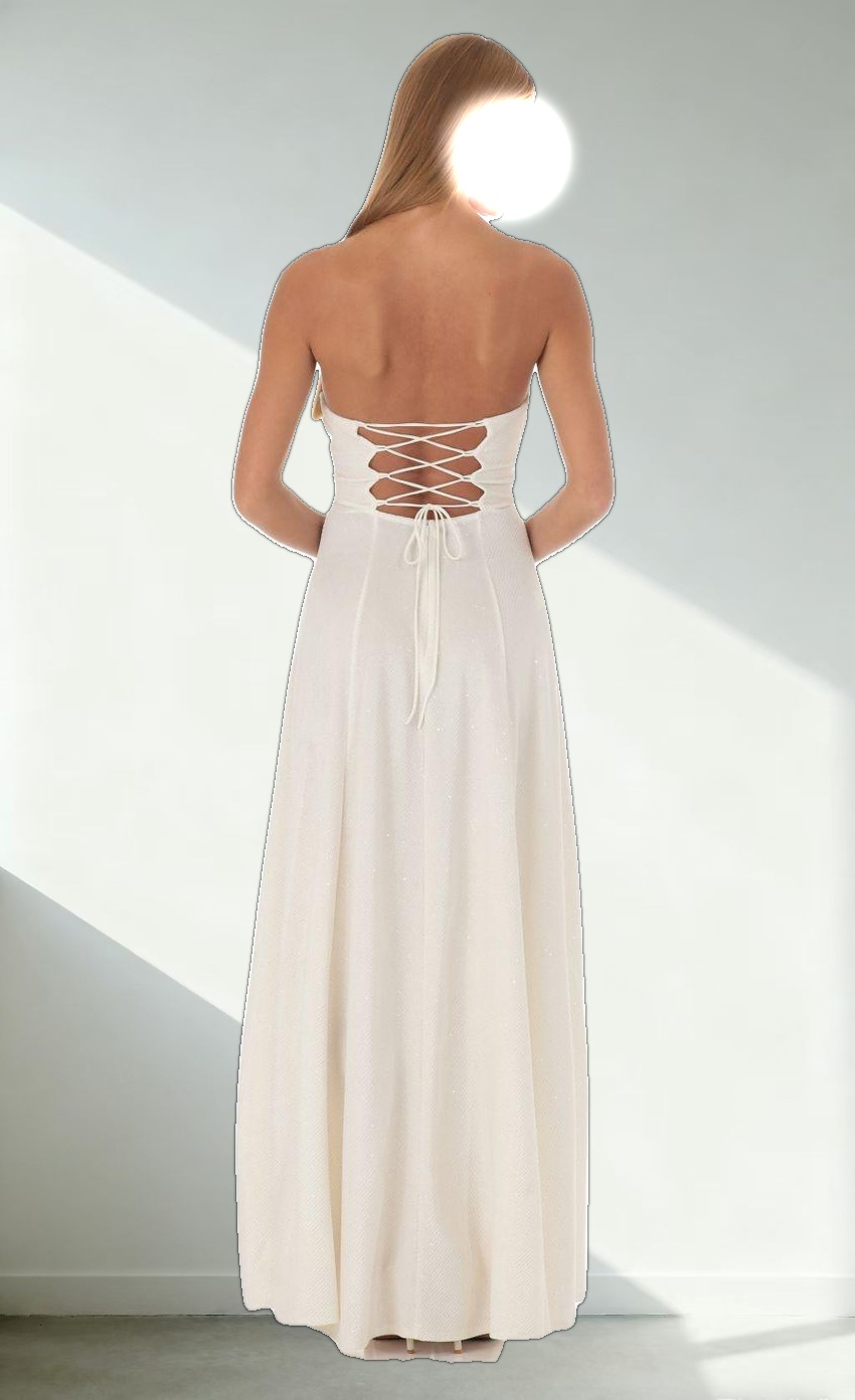 Shimmer Sequin Velvet Maxi Dress in White