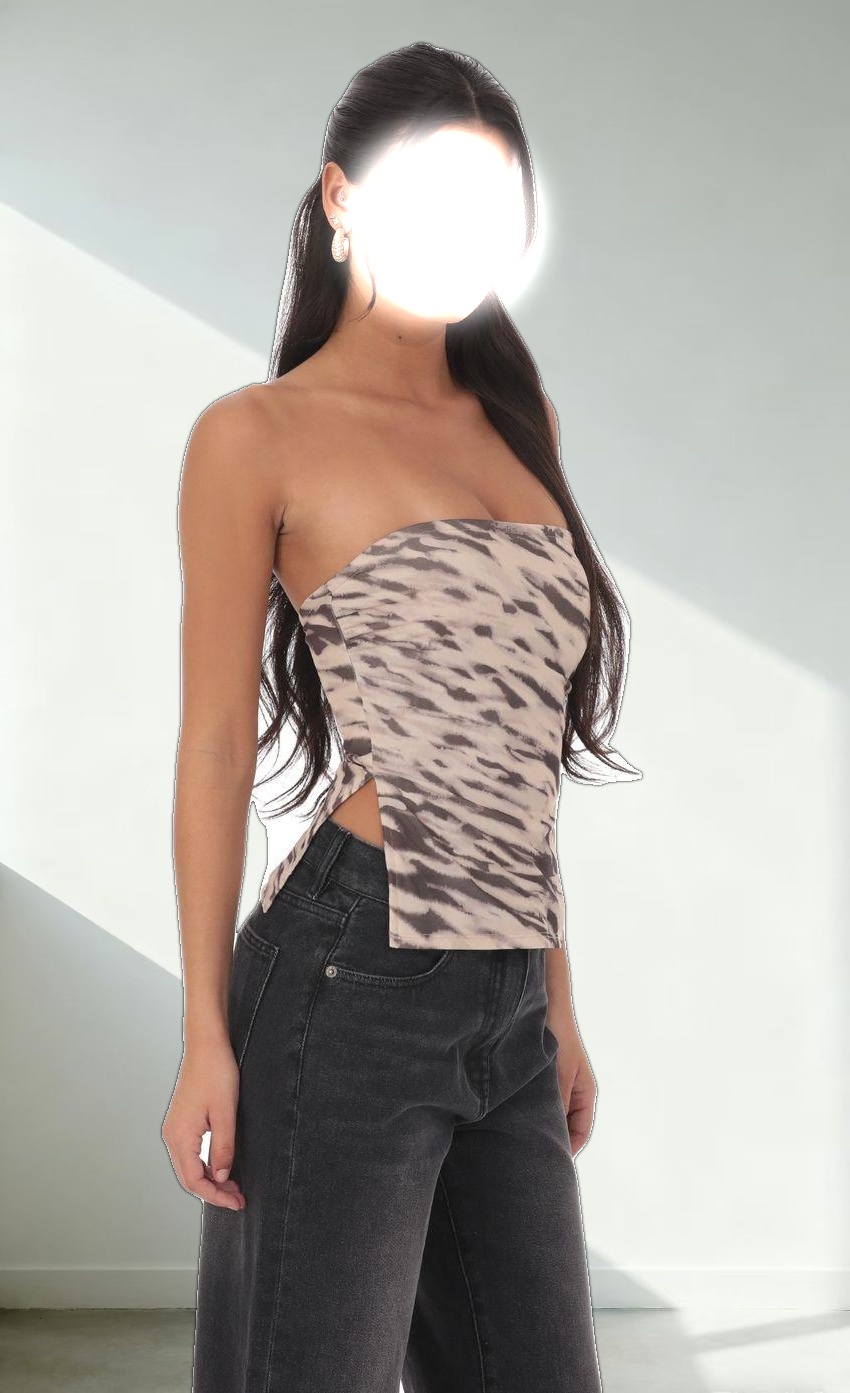 Mesh Slit Top in Coffee Cream