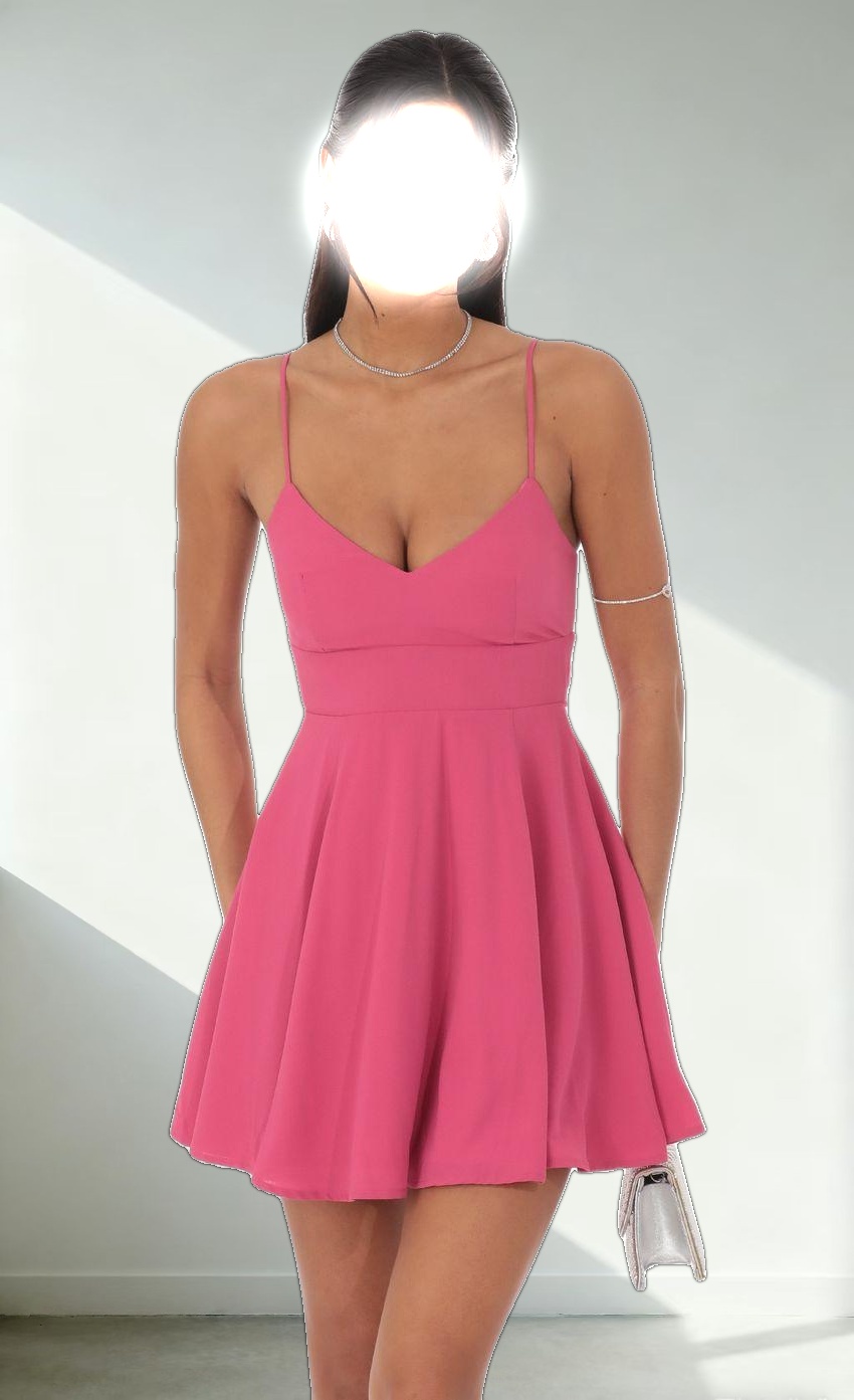 Open Back A-line Dress in Magenta