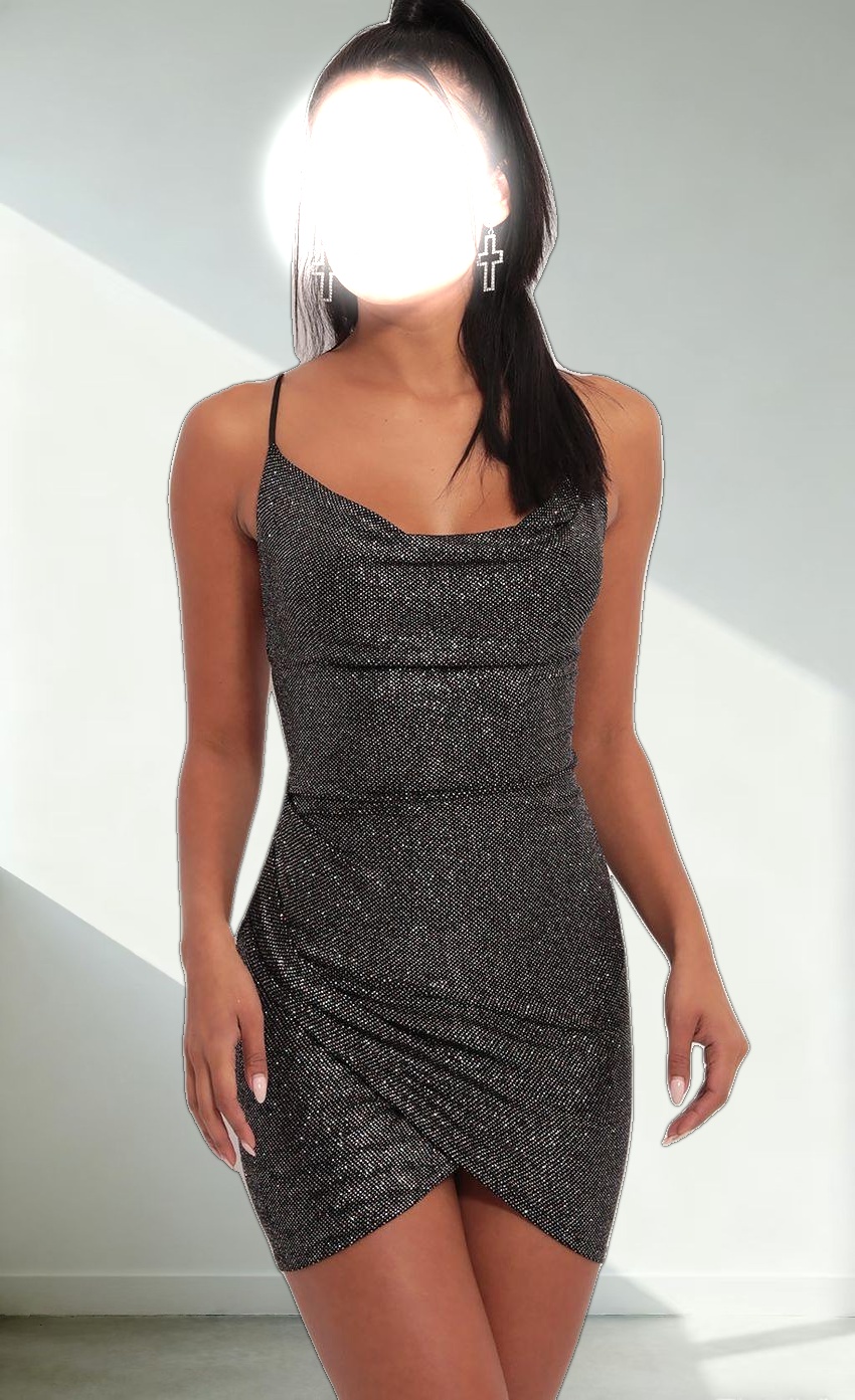 Sparkling Tulip Dress in Disco Black