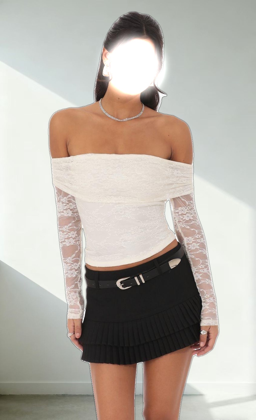 Lace Off Shoulder Top in Ivory