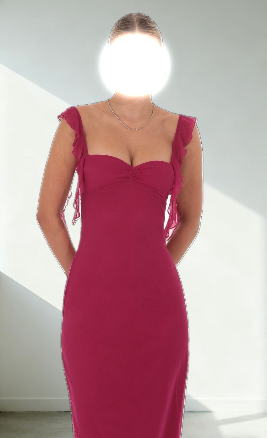 Tassel Strap Maxi Dress in Magenta