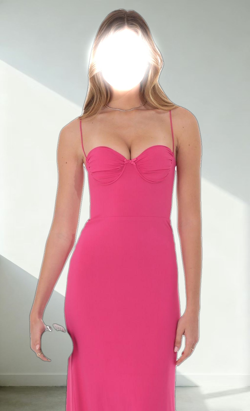 Open Back Mermaid Maxi Dress in Magenta