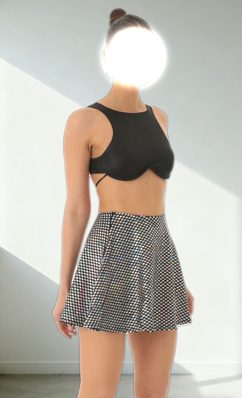 Sequin Square Skirt in Black