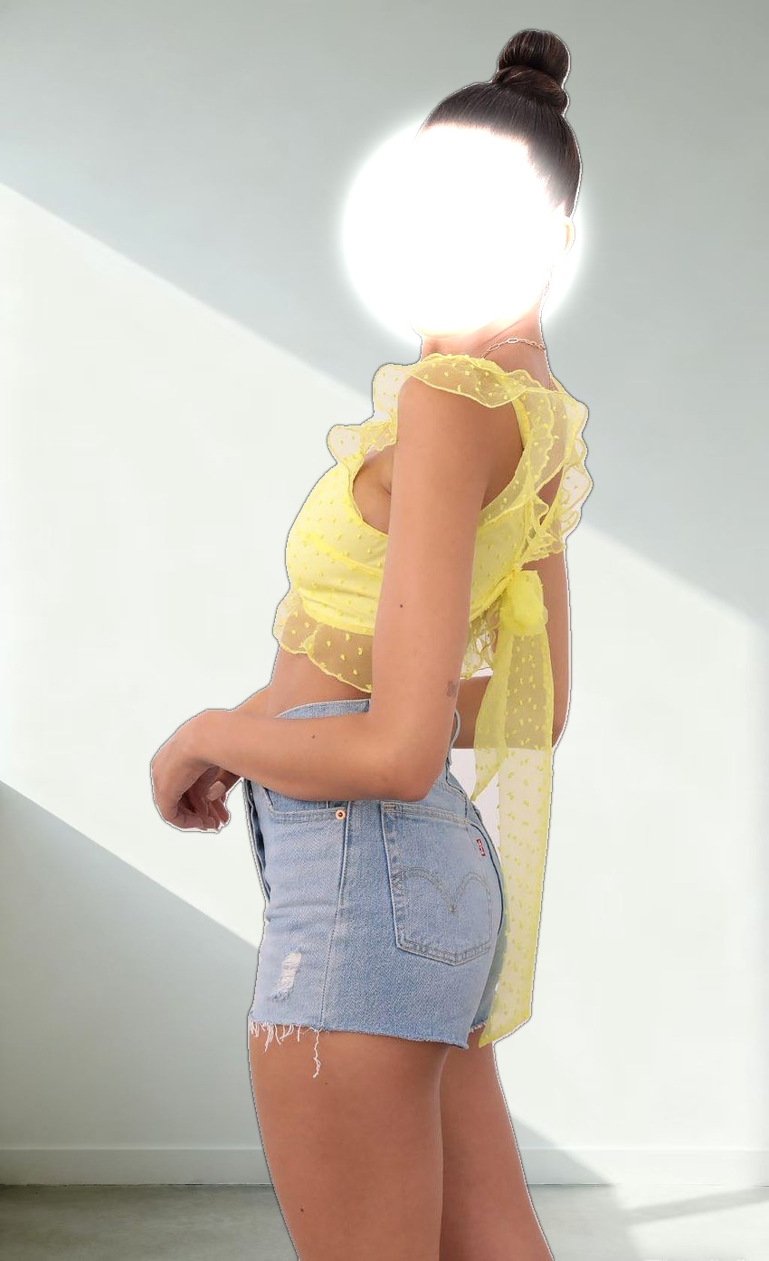 Dotted Chiffon Top in Yellow