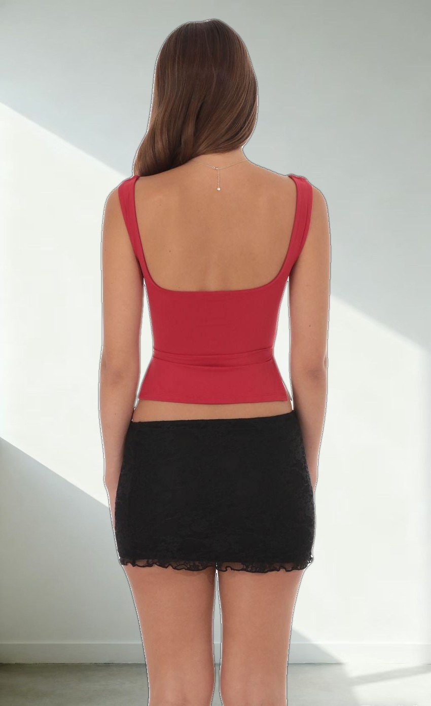 Side Slit Top in Red