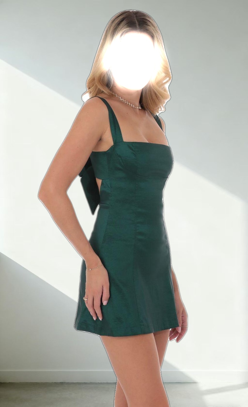 Back Bow Bodycon Dress in Green