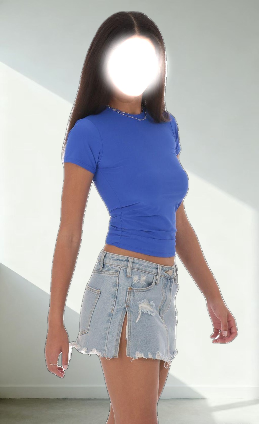 Stretch Short Sleeve Top in Blue