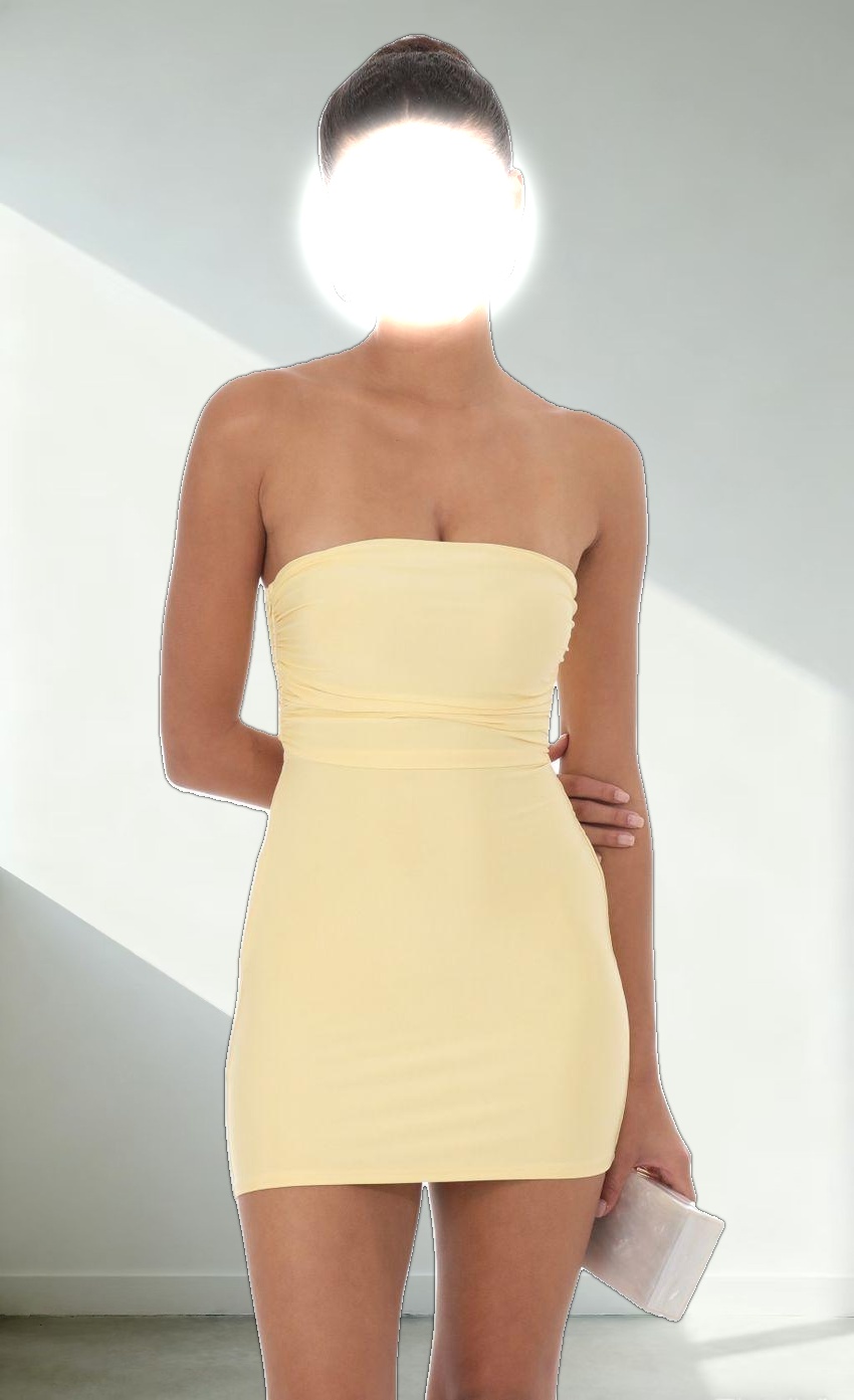 Strapless Sequin Butterfly Bodycon Dress in Yellow