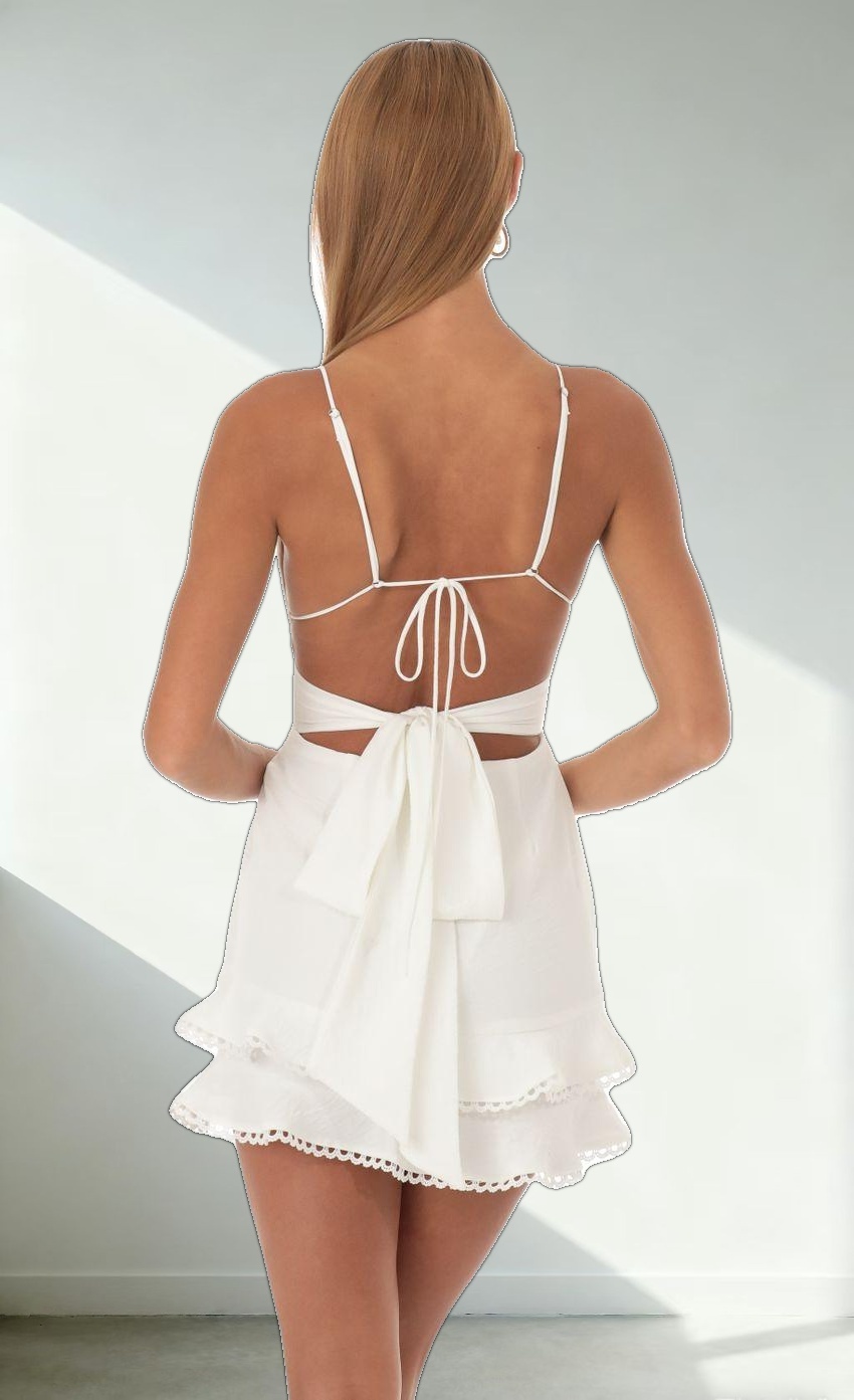 Double Ruffle Dress in White