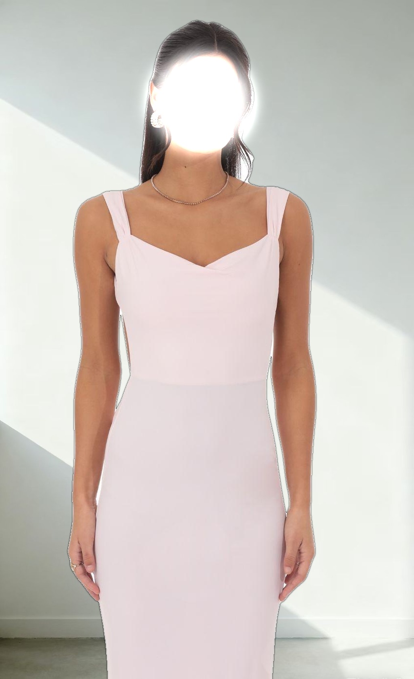 Open Back Bow Maxi Dress in Pink