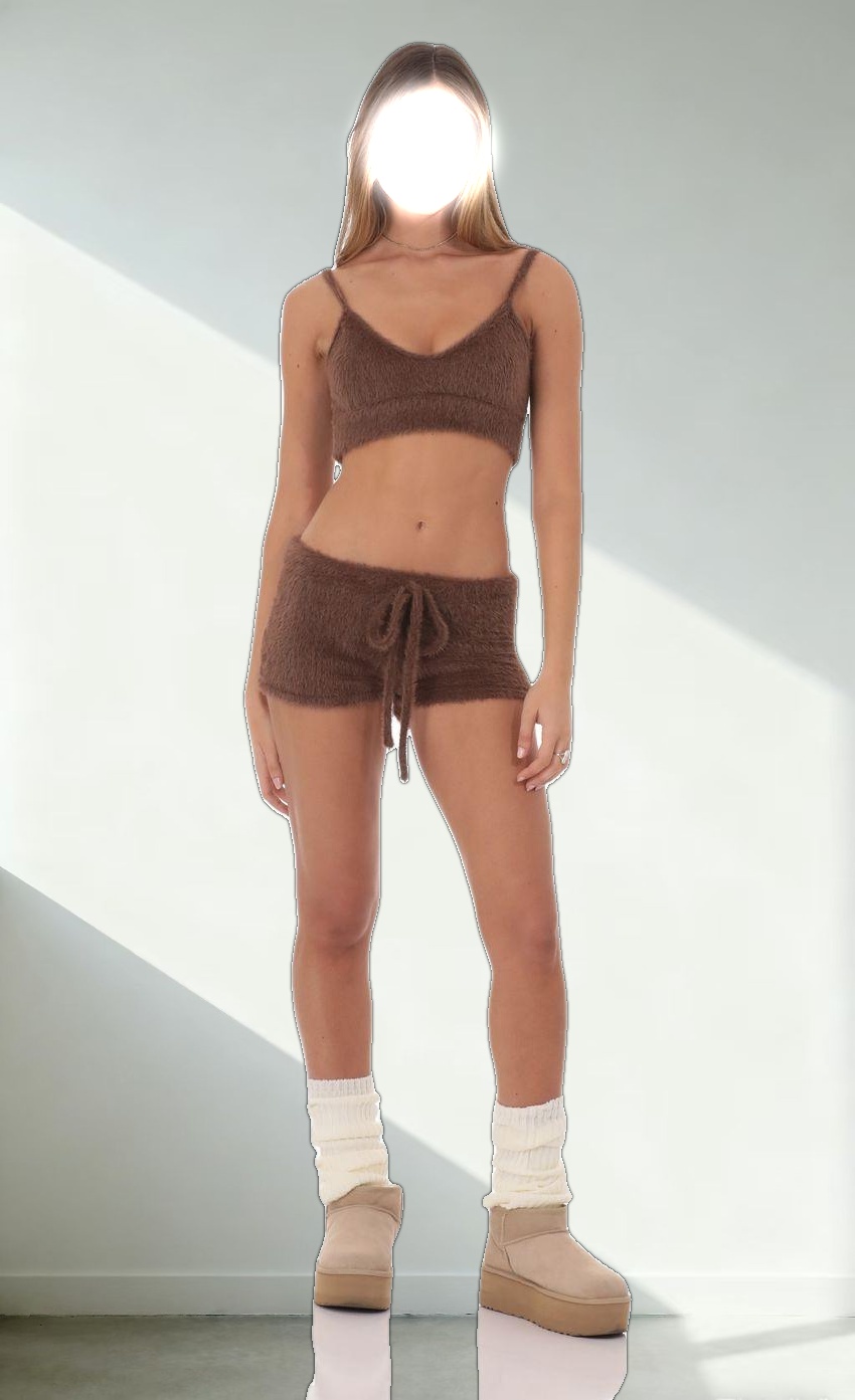 Fuzzy Crop Top in Brown