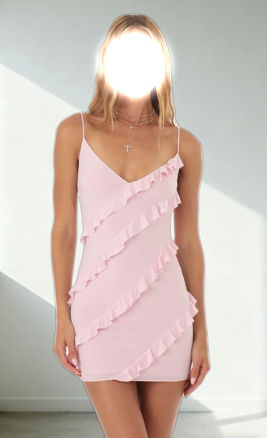 Ruffle Mini Dress in Pink