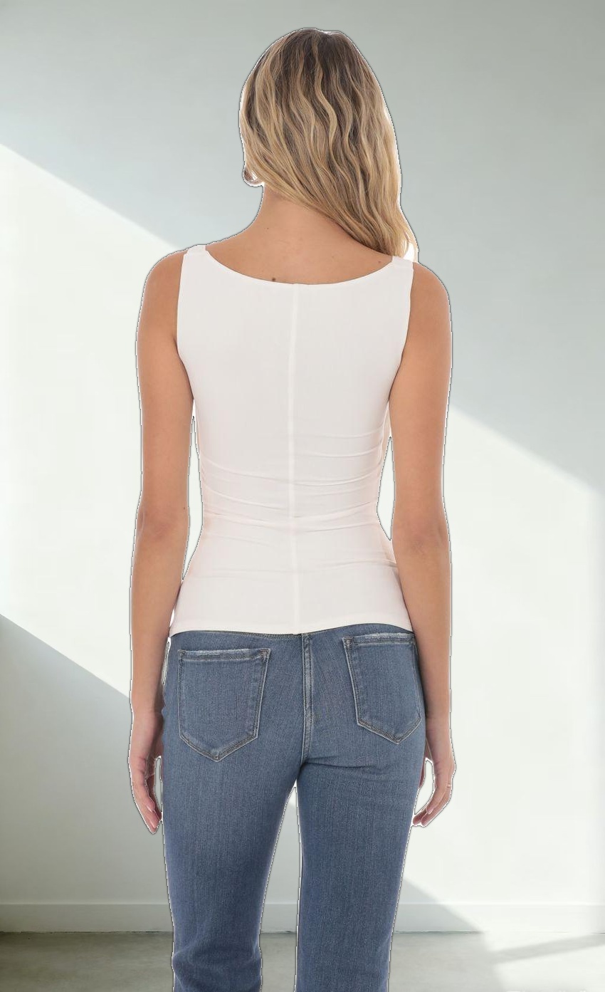 Plunge Cutout Top in White