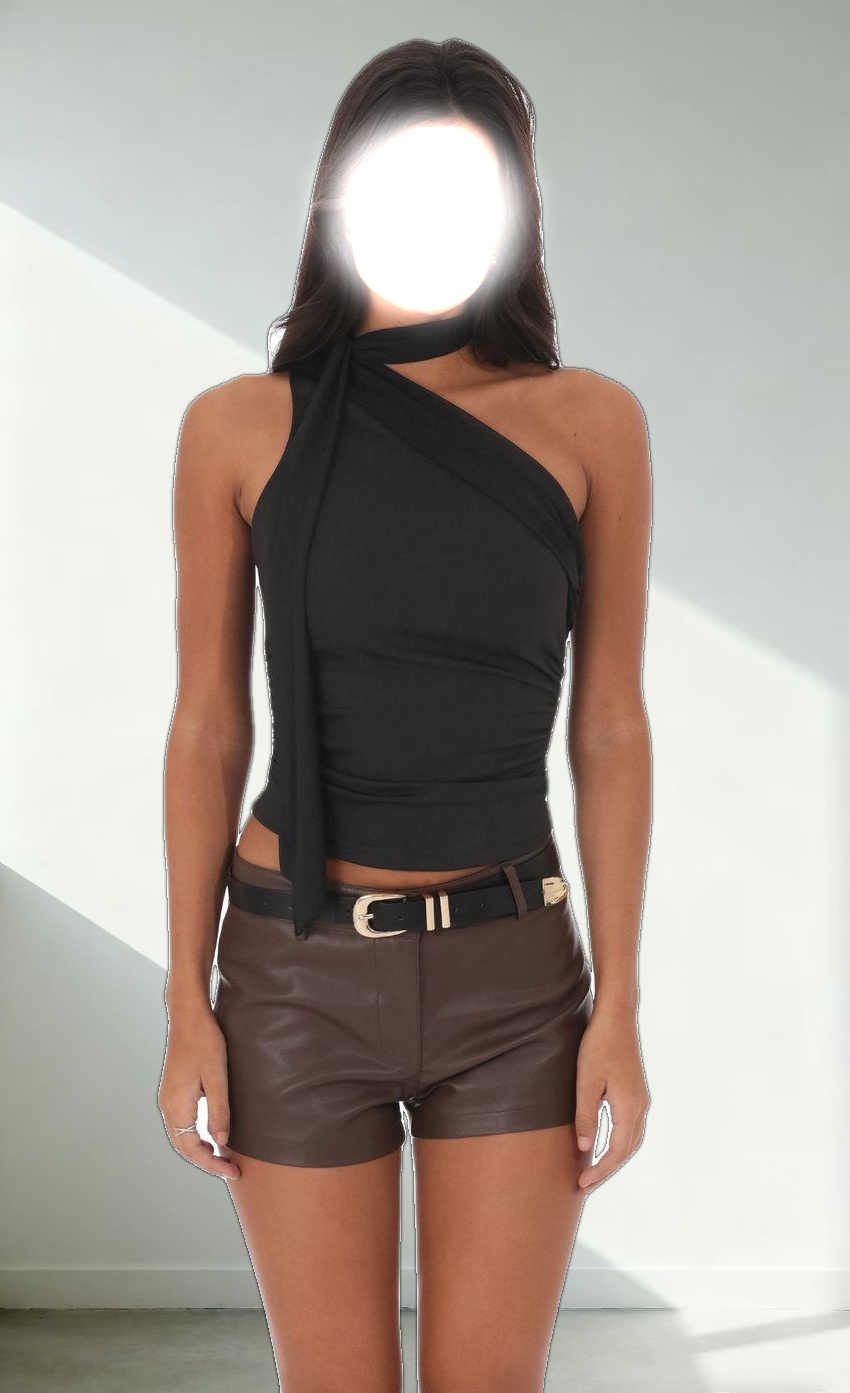 Scarf Halter Top in Black