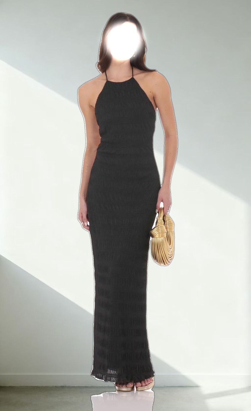 Smocked Maxi Dress in Black