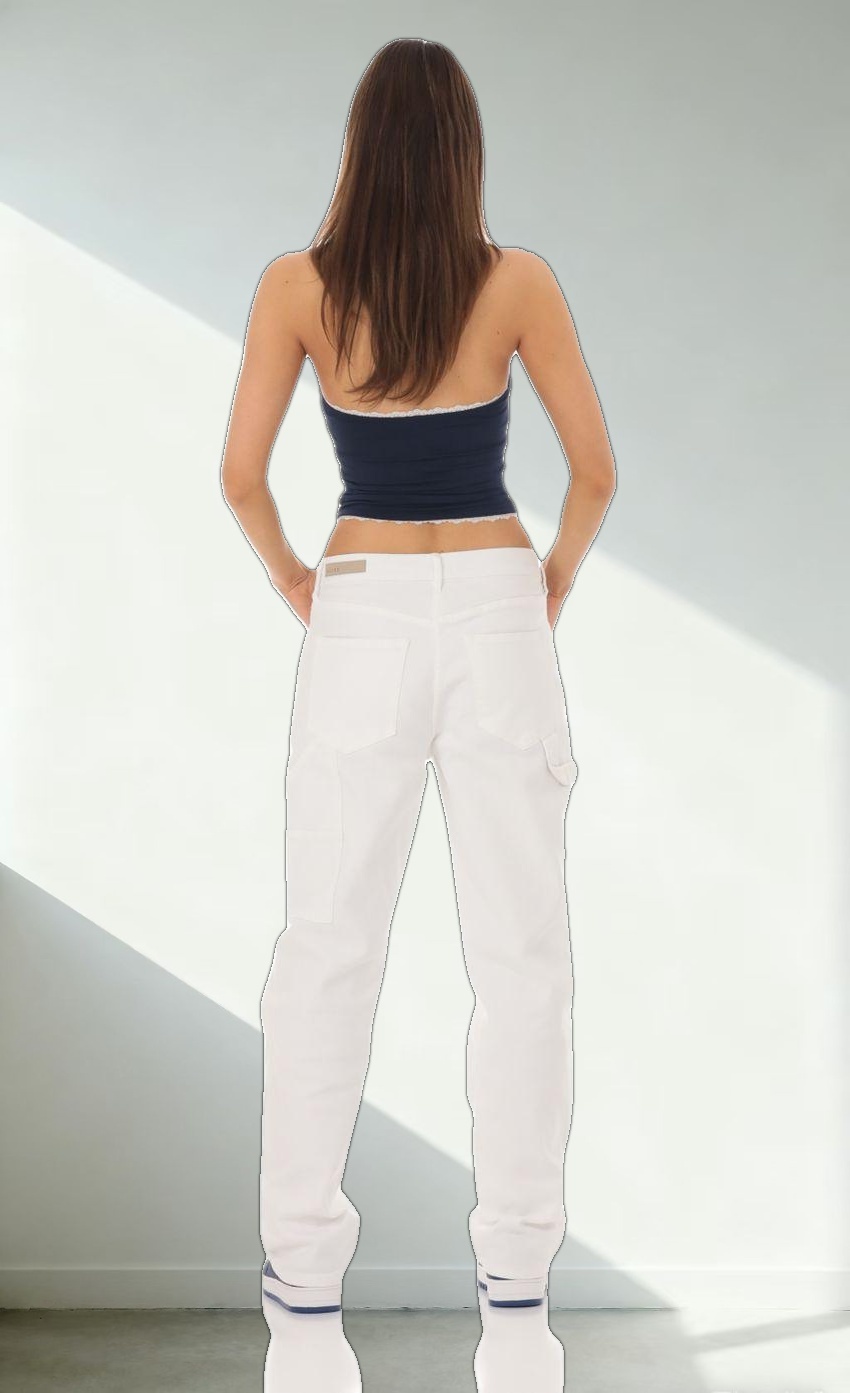 Straight Cargo Jeans in White