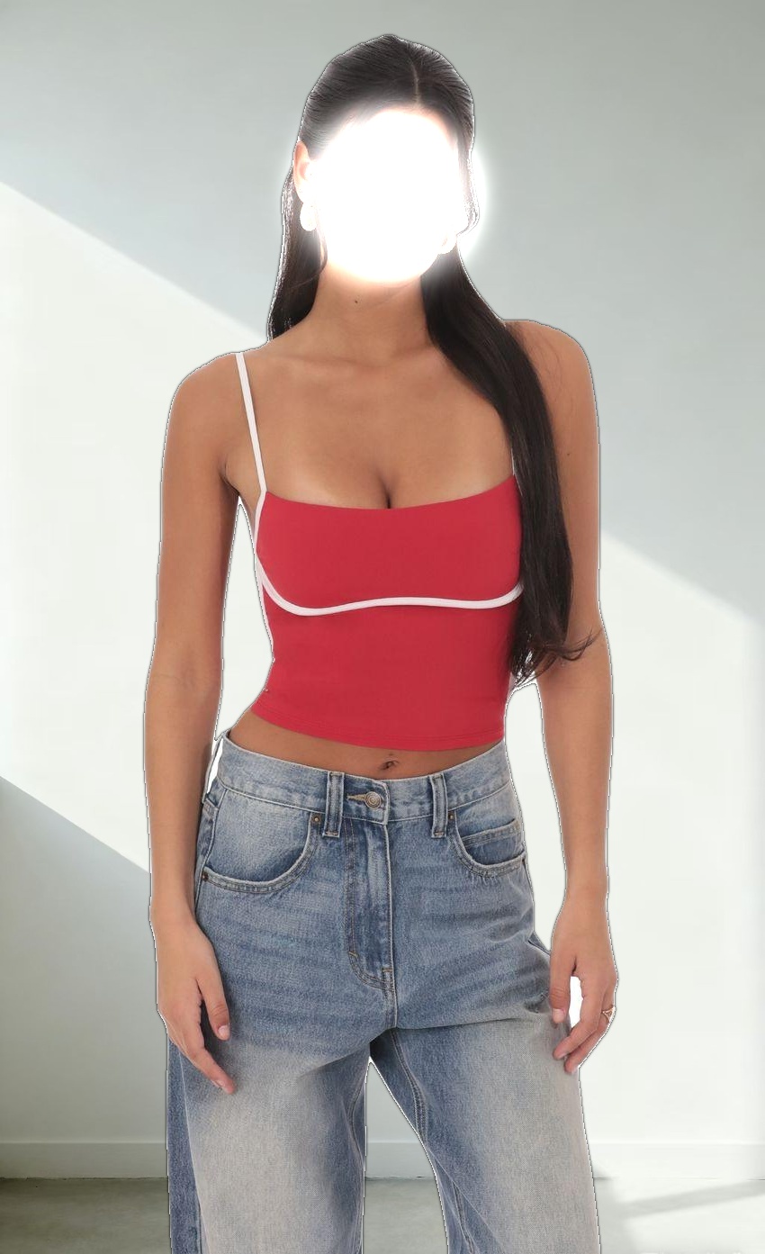 Outline Crop Top in Sky Red