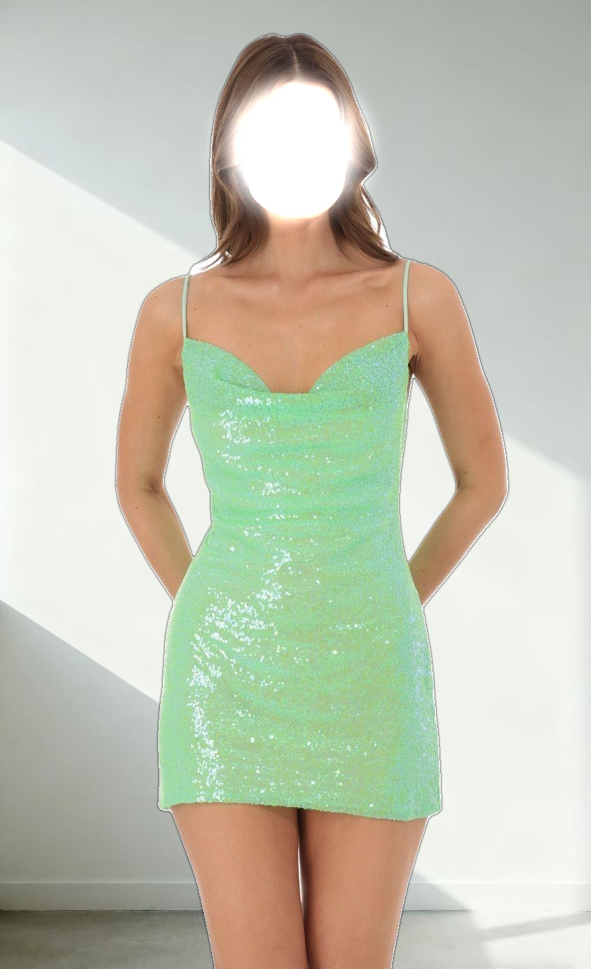Sequin Slip Dress in Green