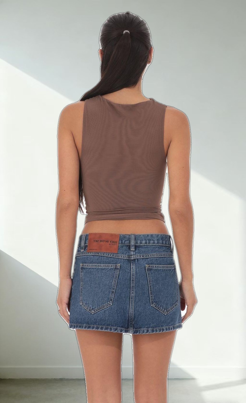 Mesh Ruched Top in Taupe