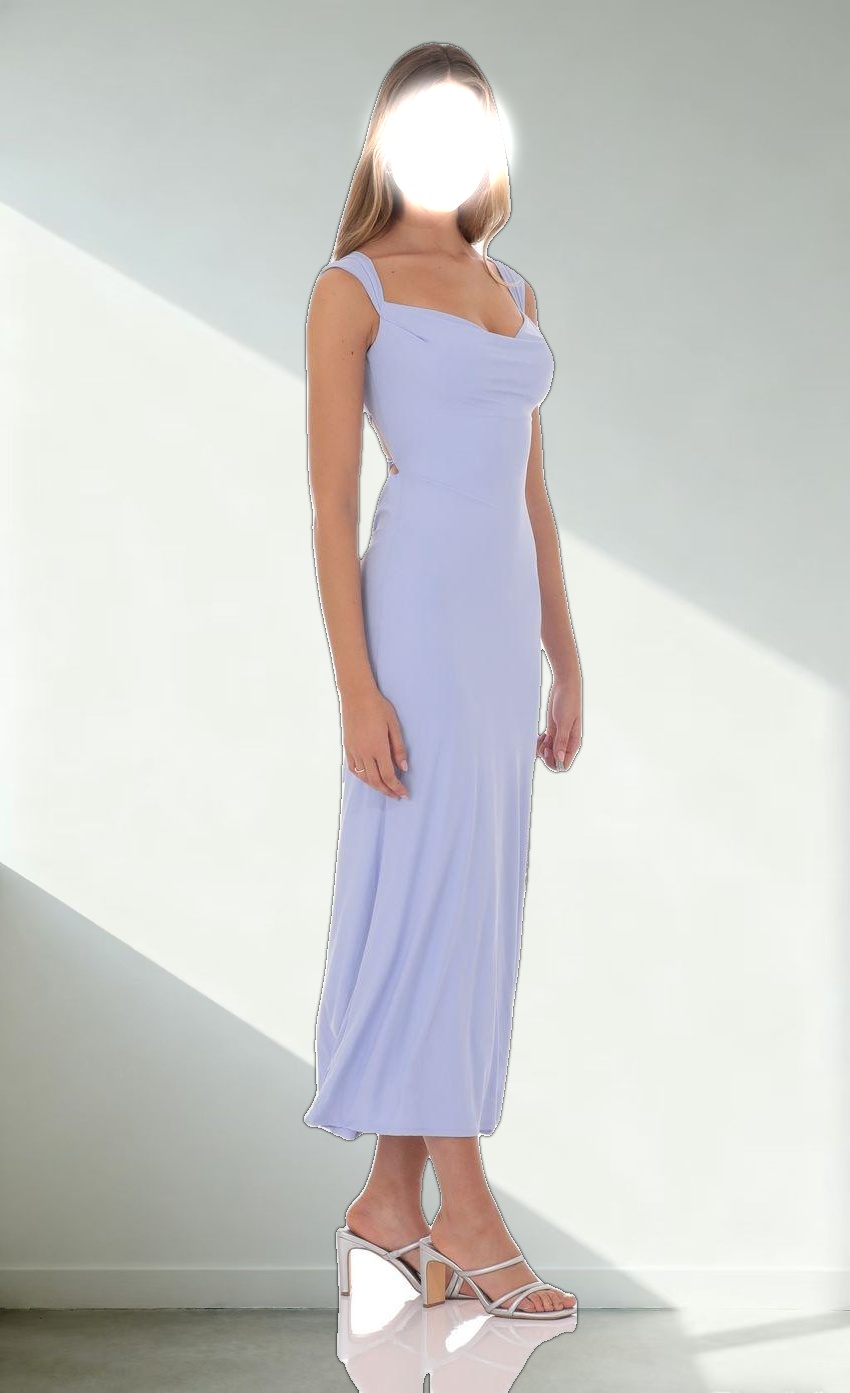 Strappy Cowl Neck Maxi Dress in Periwinkle