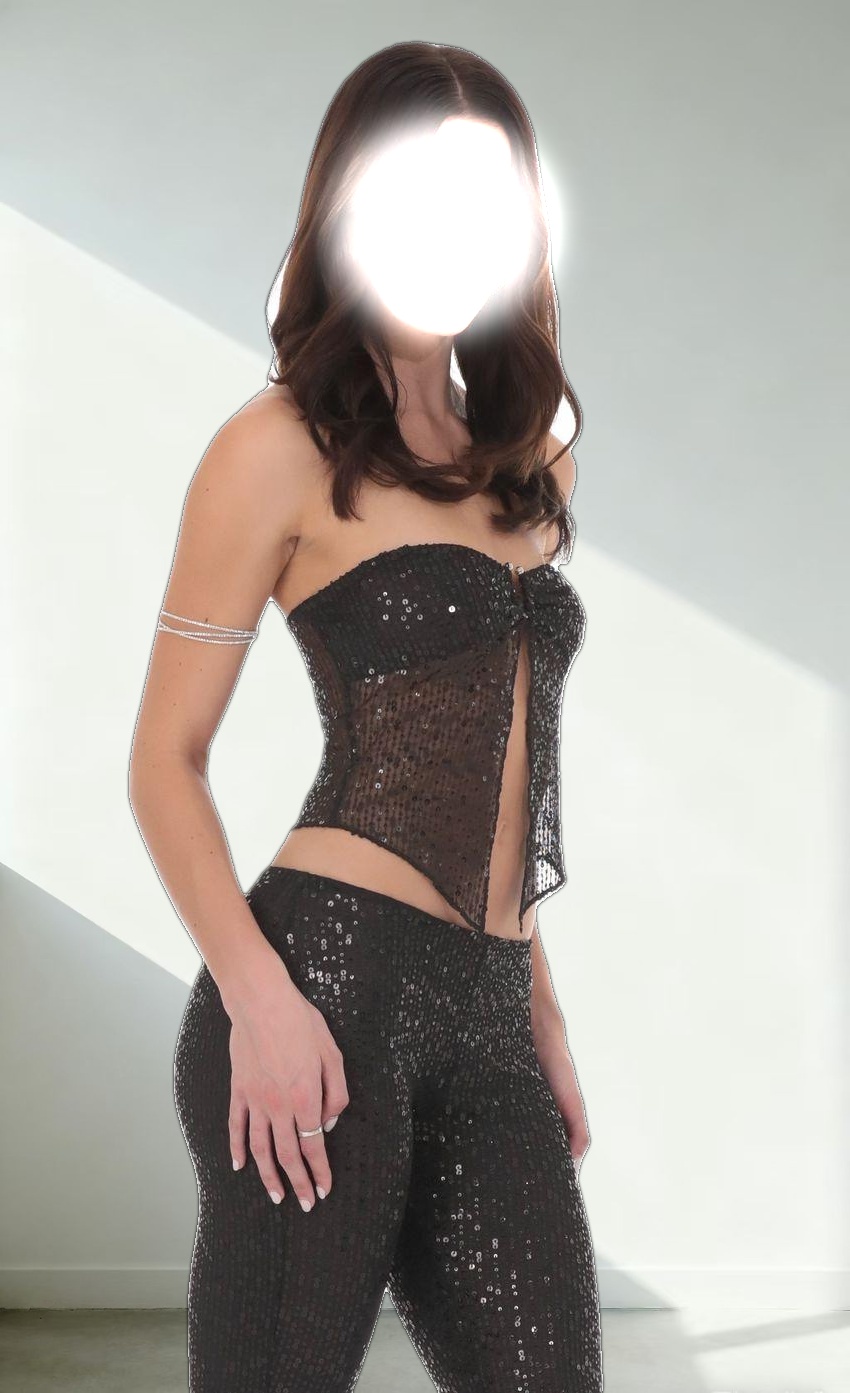 Sequin Flyaway Top in Black