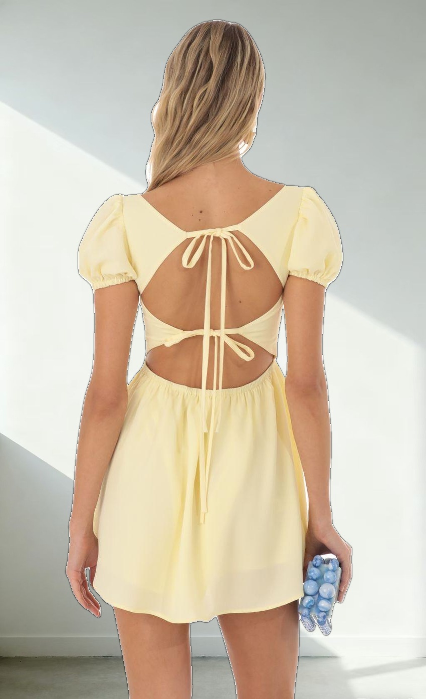 Puff Sleeve Mini Dress in Yellow