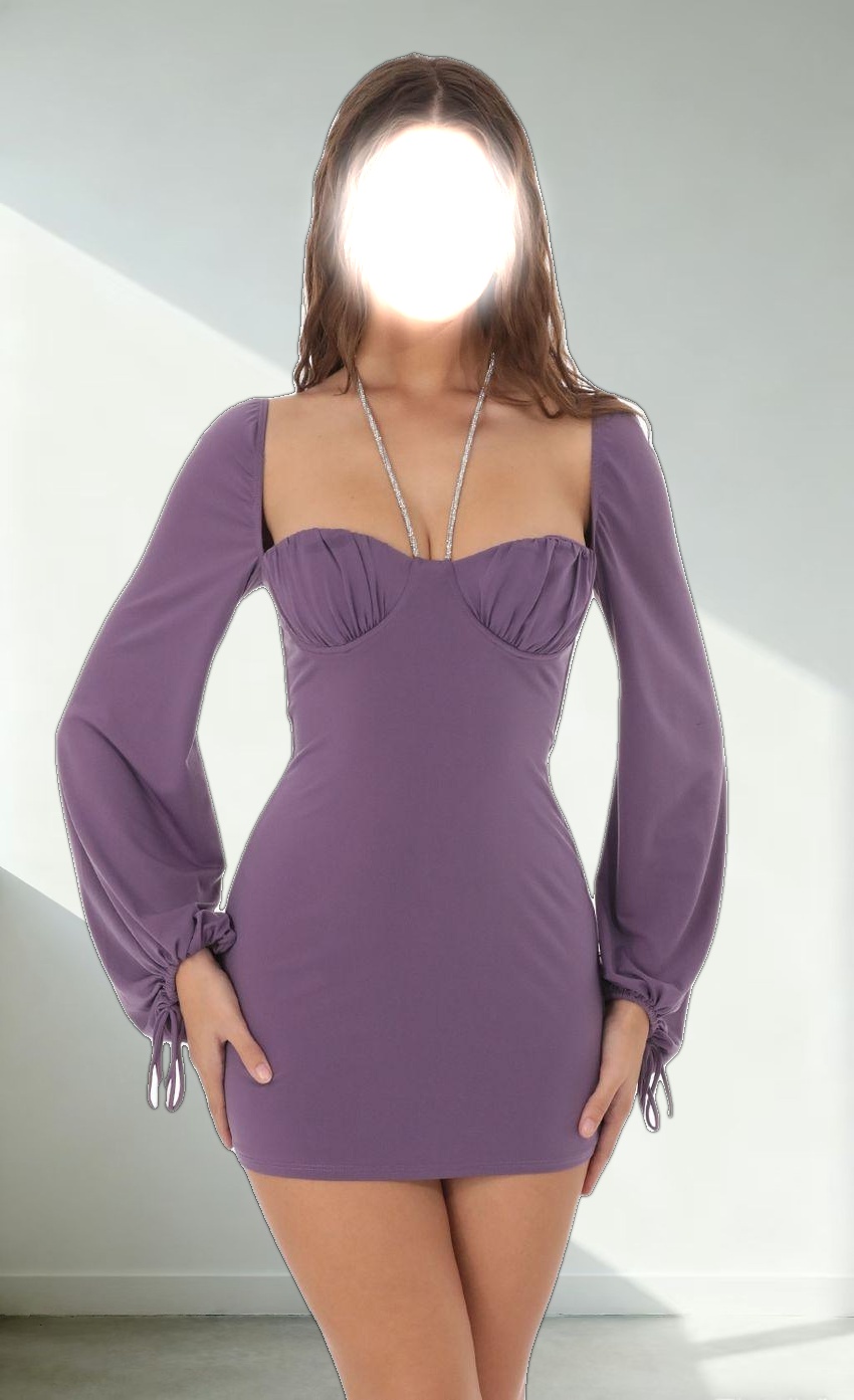 Long Sleeve Bodycon Dress in Purple