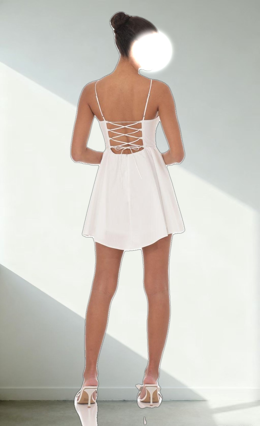 Corset Fit and Flare Dress in White