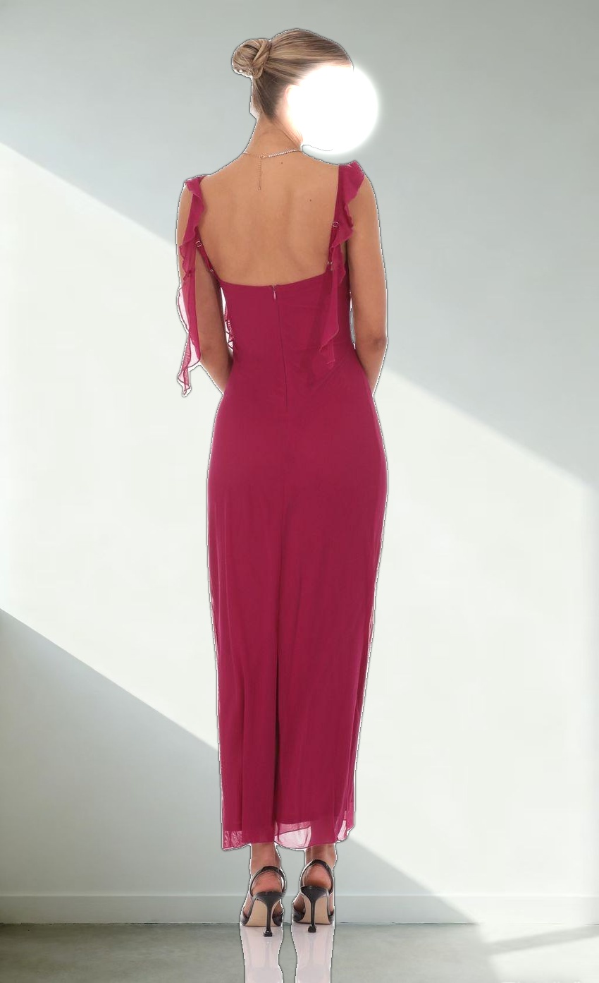 Tassel Strap Maxi Dress in Magenta