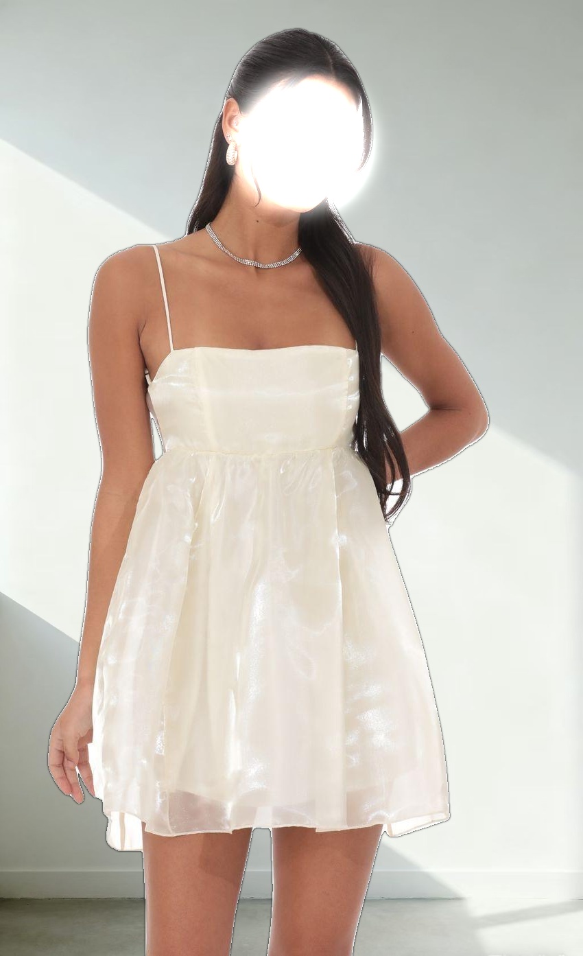 Sheen Babydoll Dress in Cream