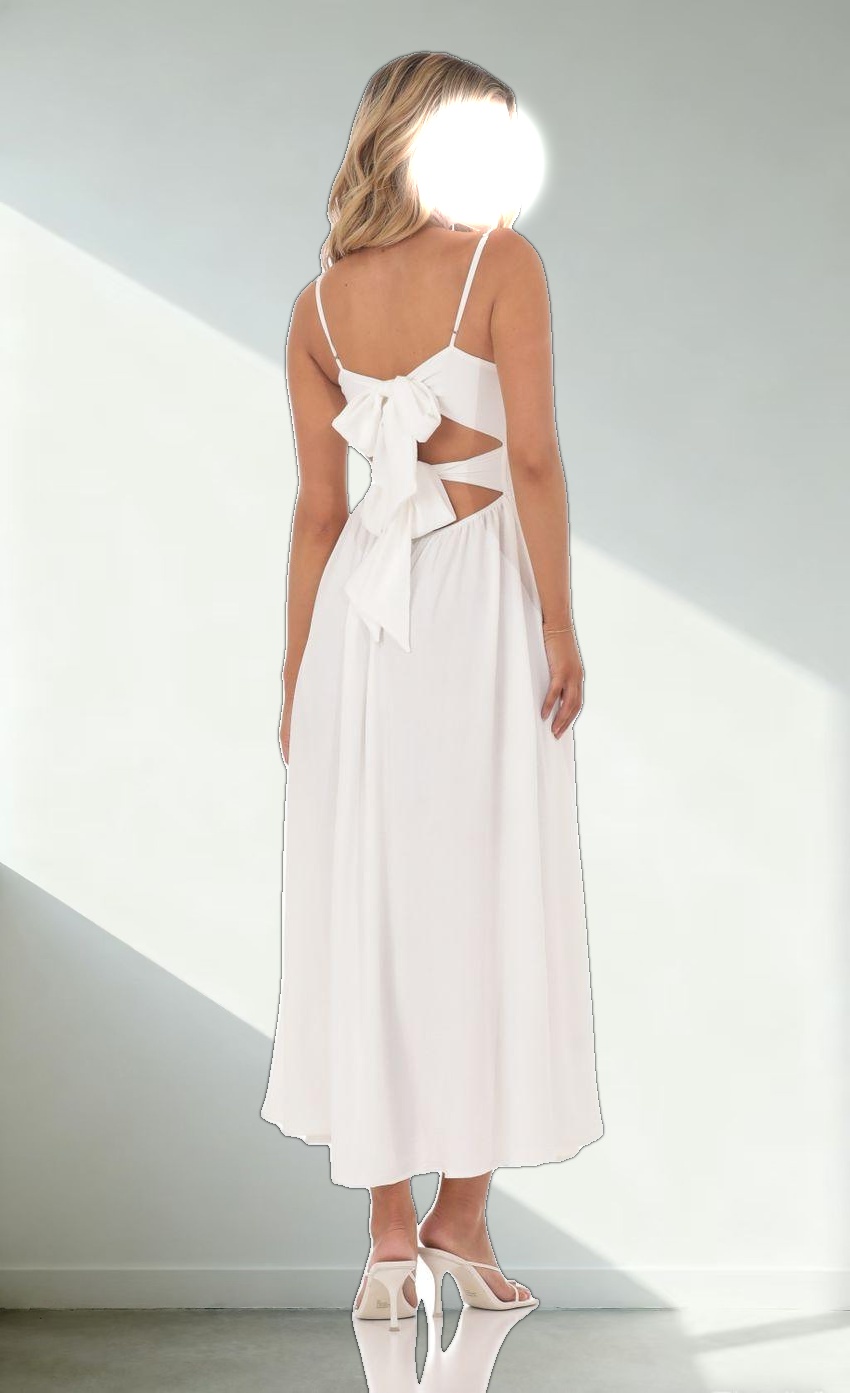 Front Twist Midi Dress in White