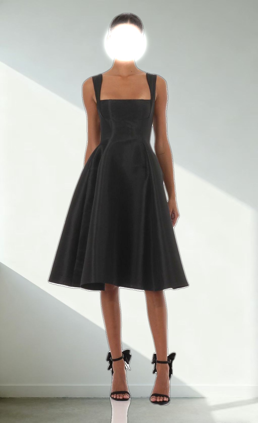 Flare Midi Dress in Black