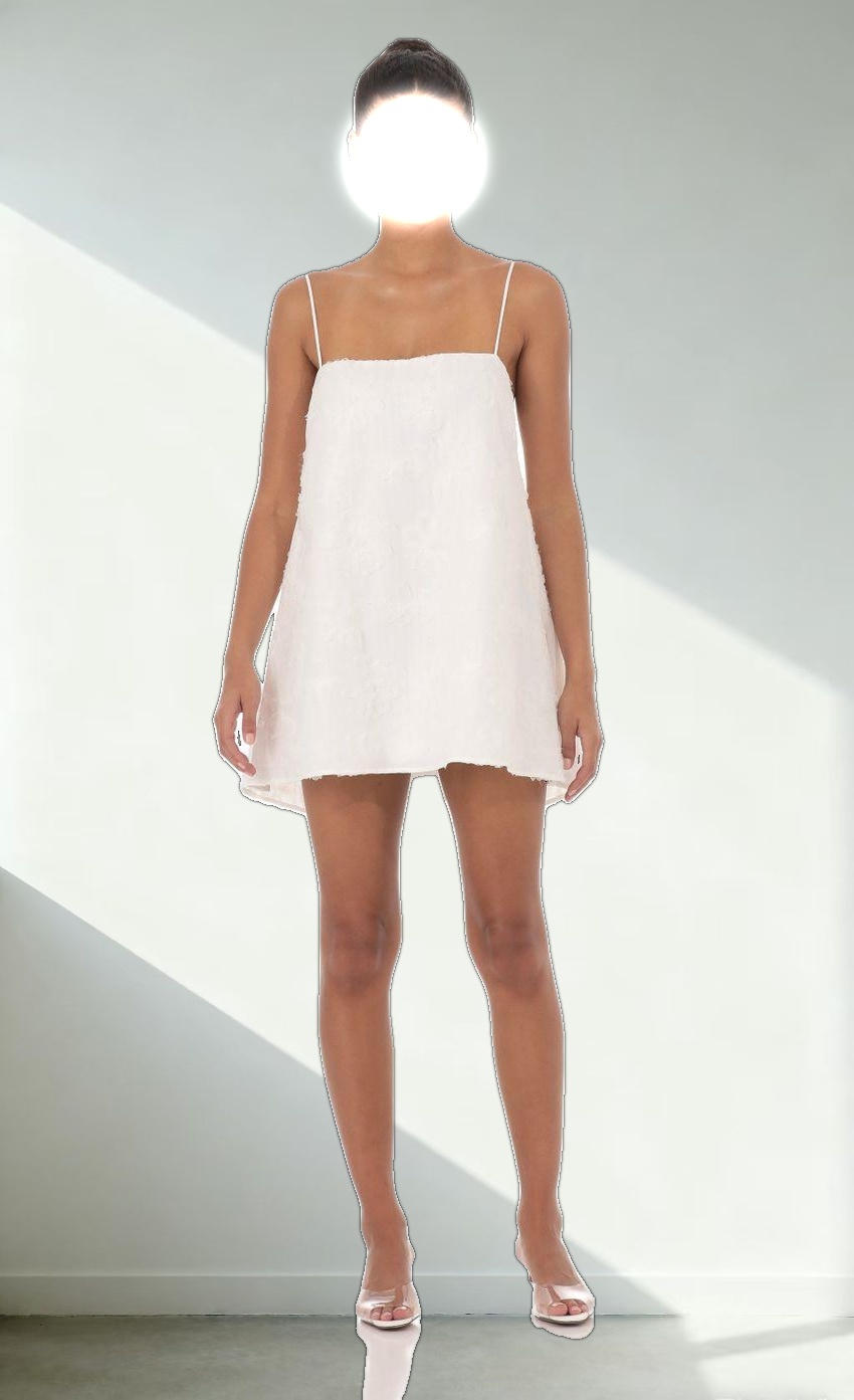 Textured Shift Dress in White