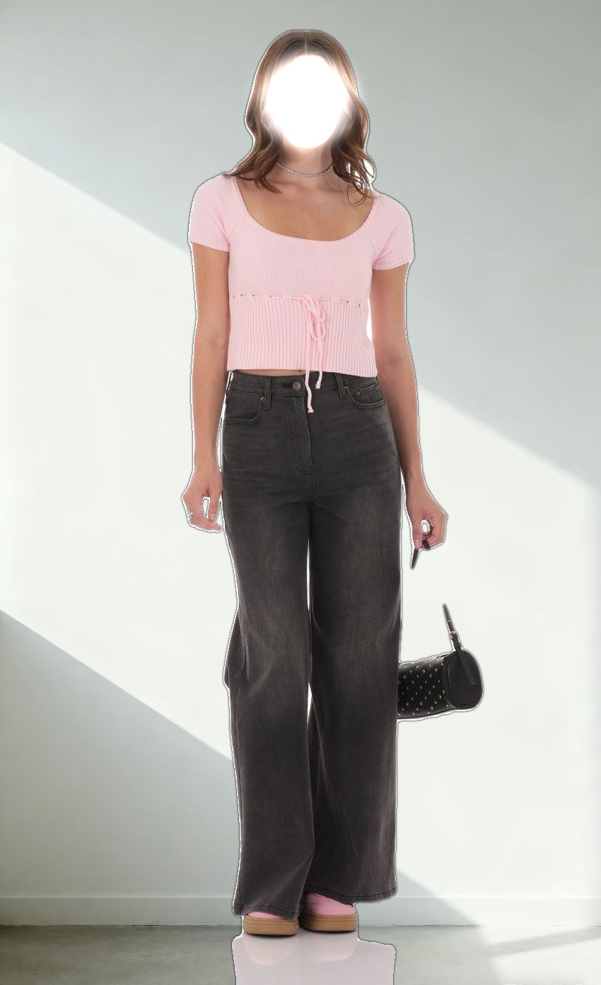 Knit Drawstring Cinch Top in Pink