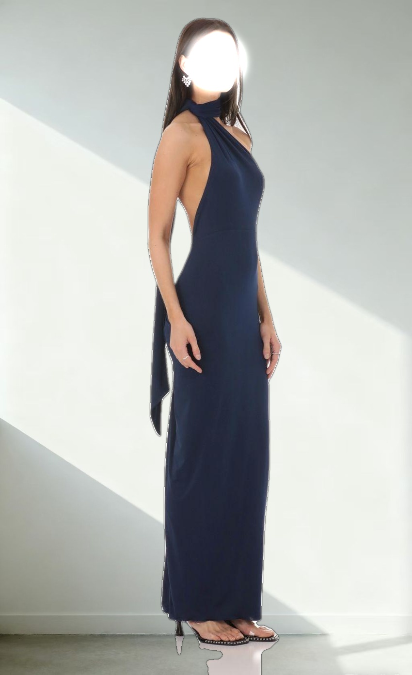 Scarf Strap Maxi Dress in Navy