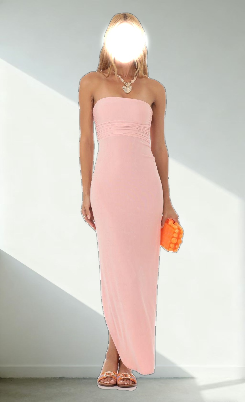 Slinky Strapless Dress in Pink
