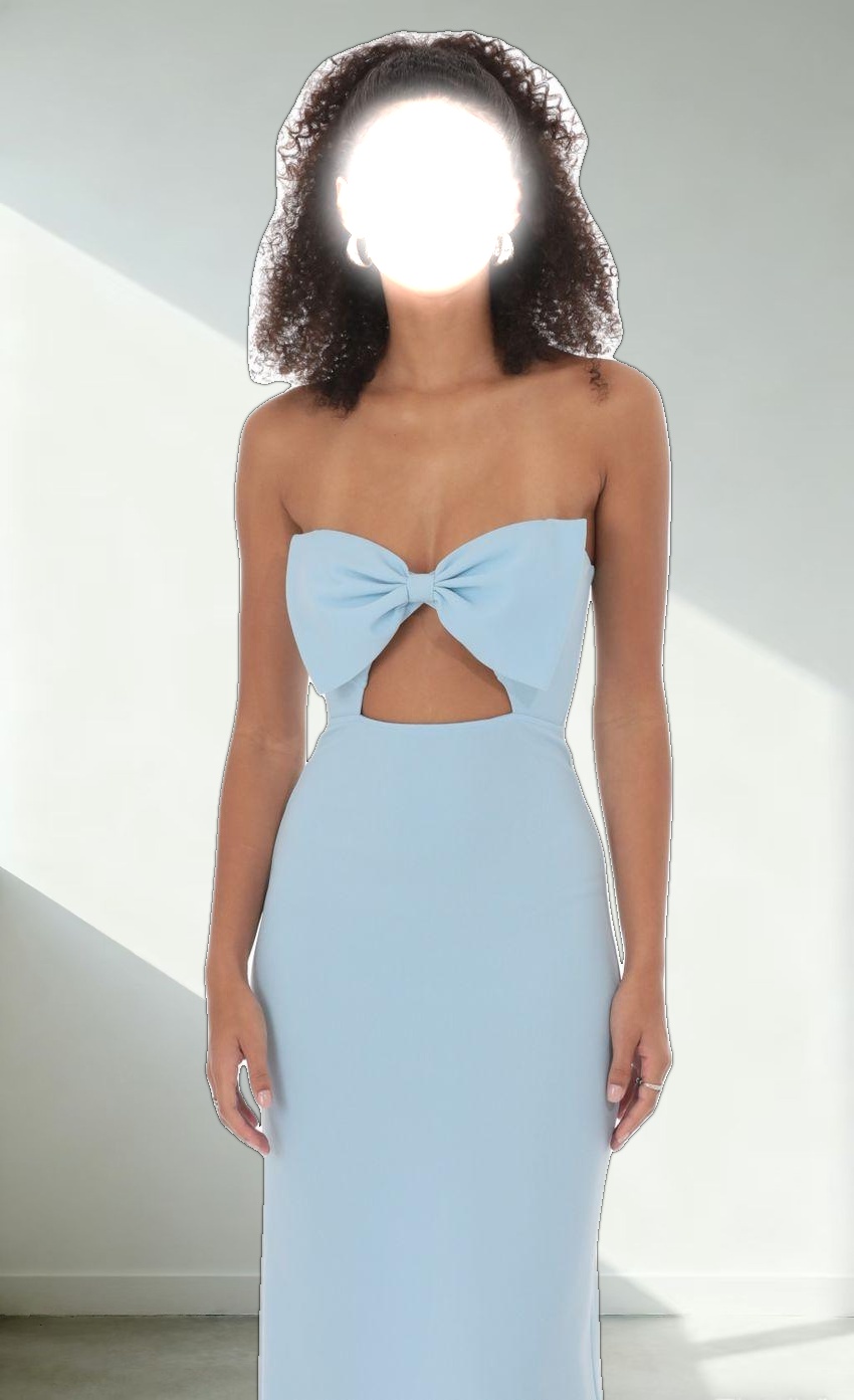 Bow Cutout Strapless Maxi Dress in Blue