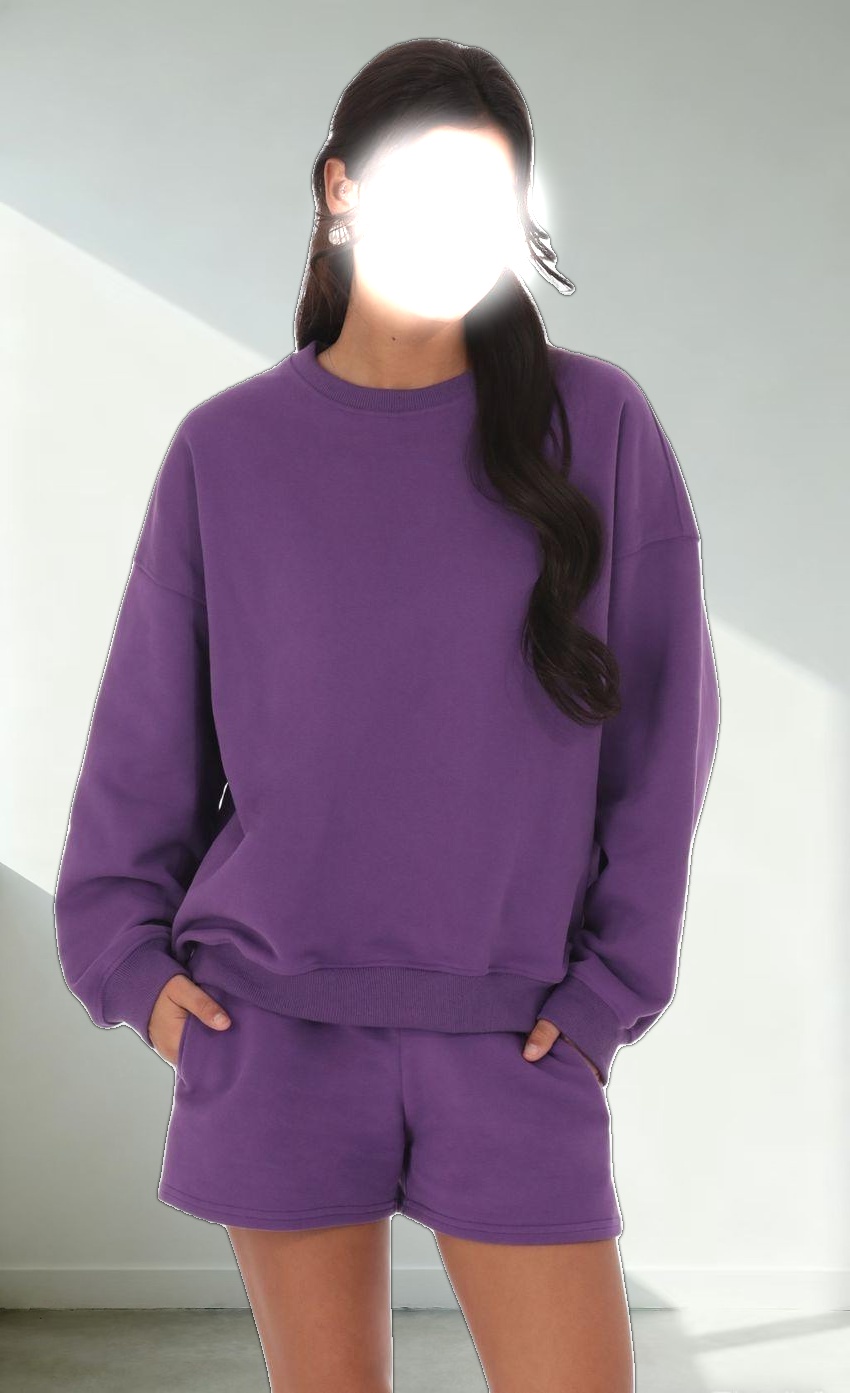 Fleece Sweat Shorts in Purple