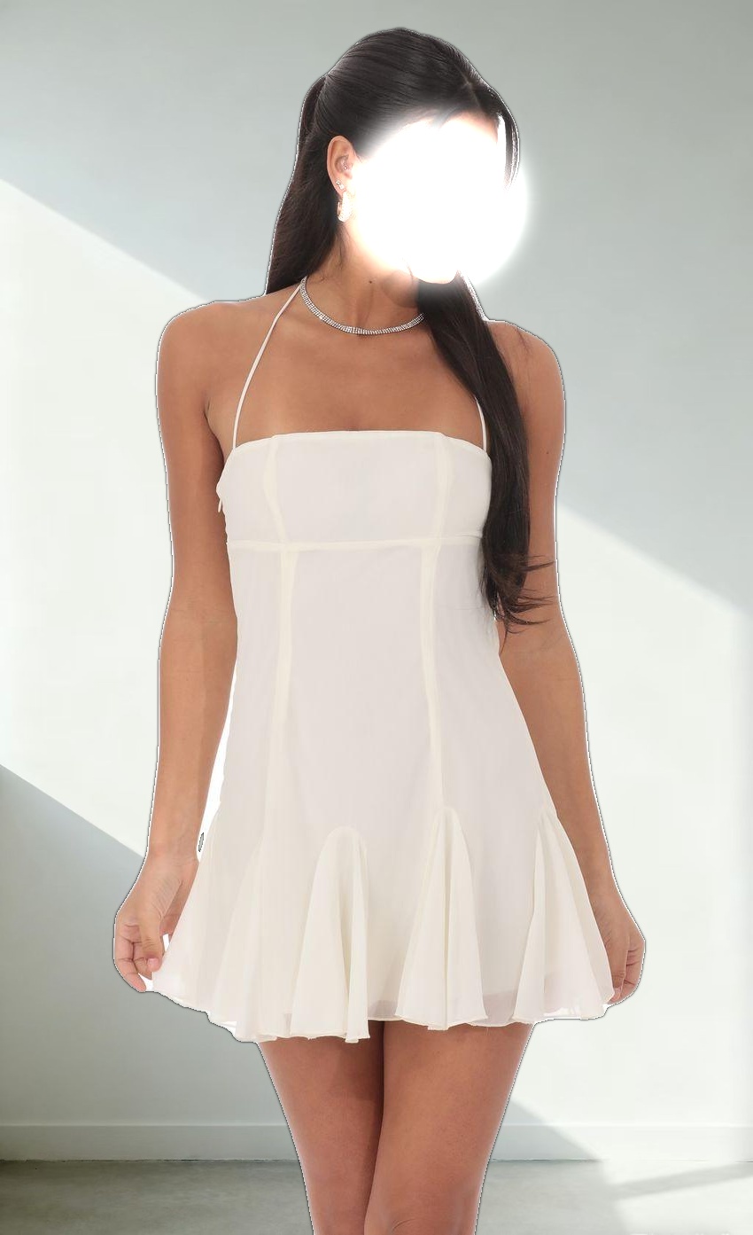 Halter Flare Dress in Ivory