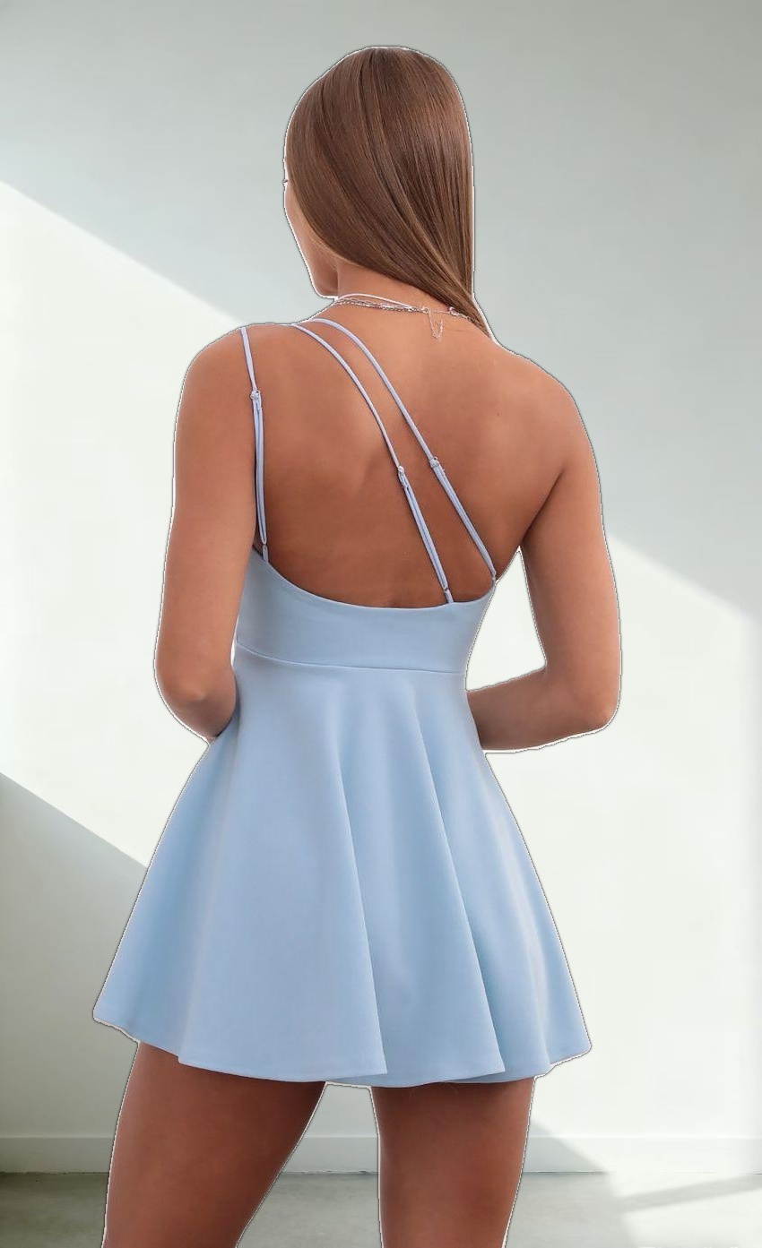 One Shoulder Dress in Baby Blue